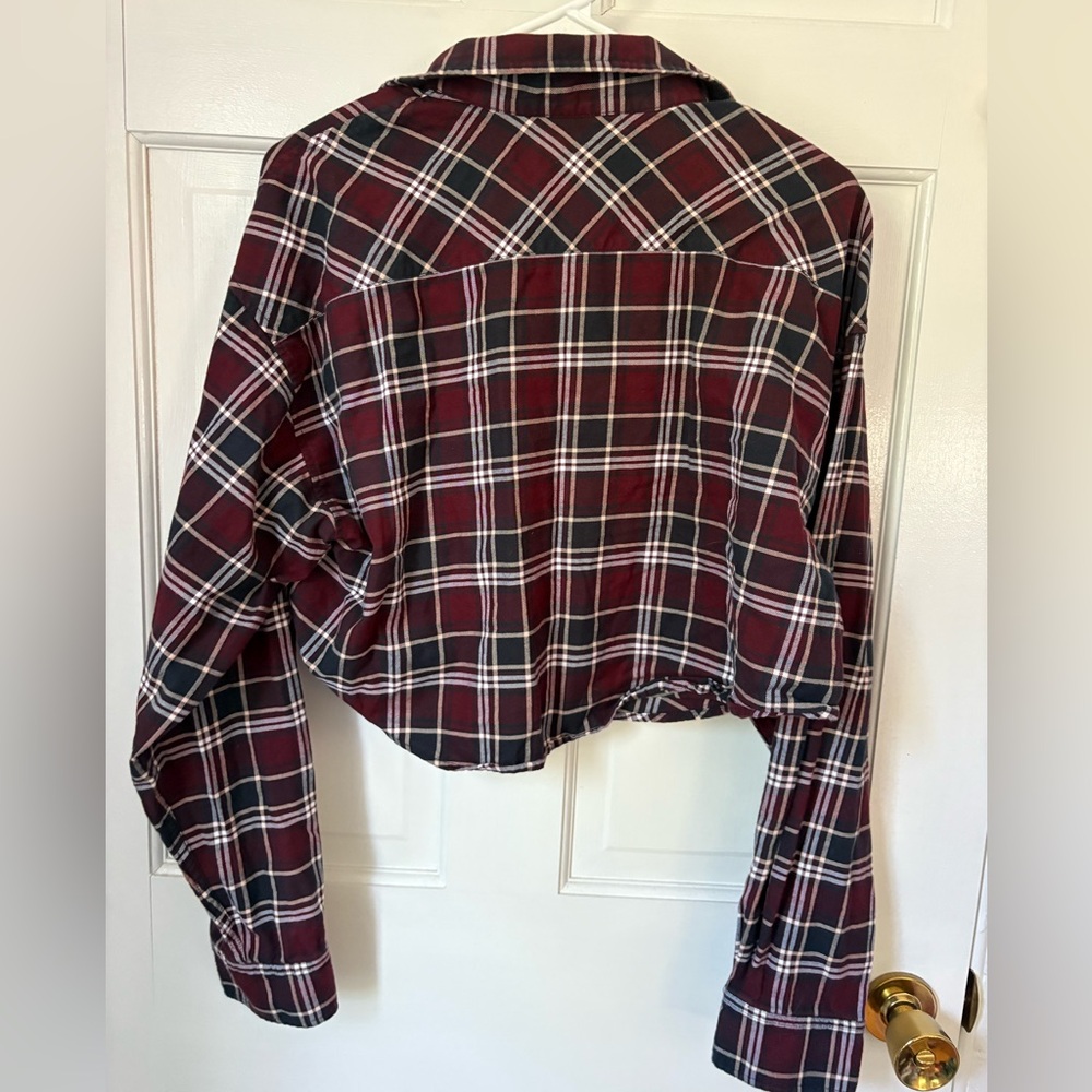 Sunday Best Aritzia Poppy Shirt Ada Spiced Burgundy Black Plaid, Size Medium M - Picture 6 of 14